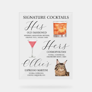 Acrylic Pet Bar Menu Sign