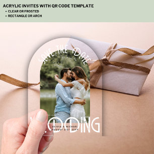ACRYLIC Photo Save Date Modern Elegant Minimalist Acrylic Invitations