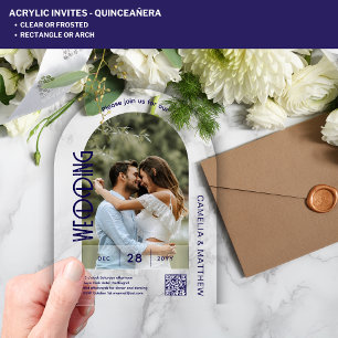 ACRYLIC Photo Wedding Invite Modern QR Code RSVP Acrylic Invitations