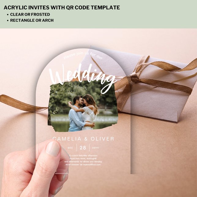 ACRYLIC Photo Wedding Invite Modern Rustic ARCH Acrylic Invitations (Creator Uploaded)