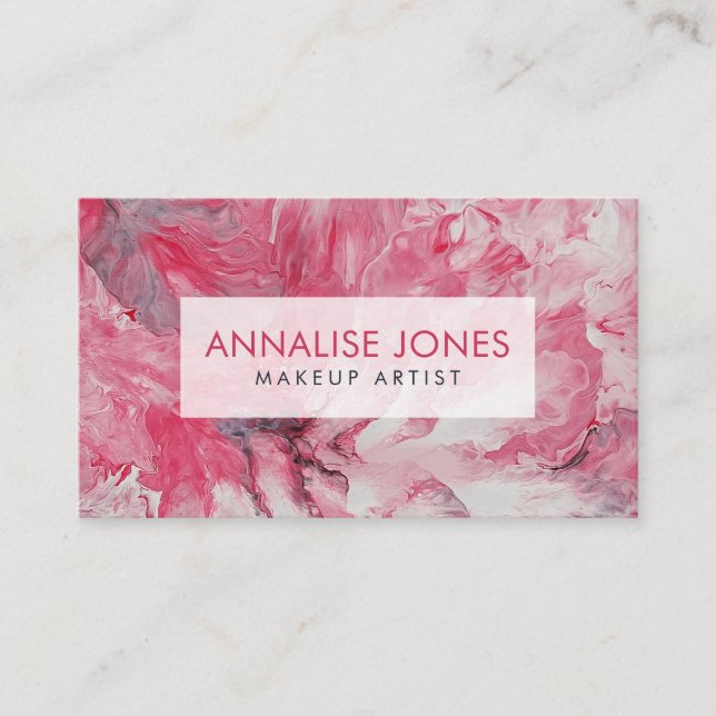 Acrylic pour abstract Blush Flow Petals Business Card (Front)