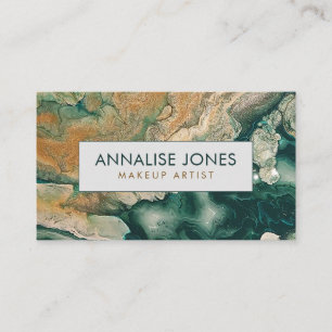 Acrylic pour abstract Emerald coastline Business Card