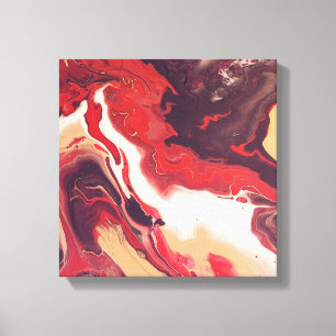 Acrylic pour abstract Red and mahogany Canvas Print