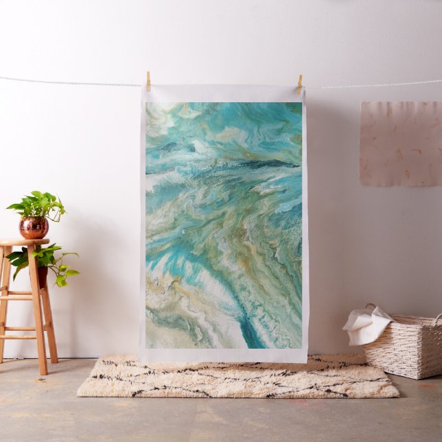Acrylic pour abstract turquoise coast fabric (In Situ)