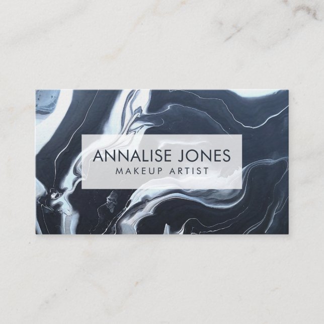 Acrylic pour Black Marble Business Card (Front)
