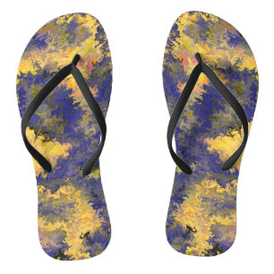 Acrylic Pour, Bronze, Gold, Black, Crystals / Flip Flops