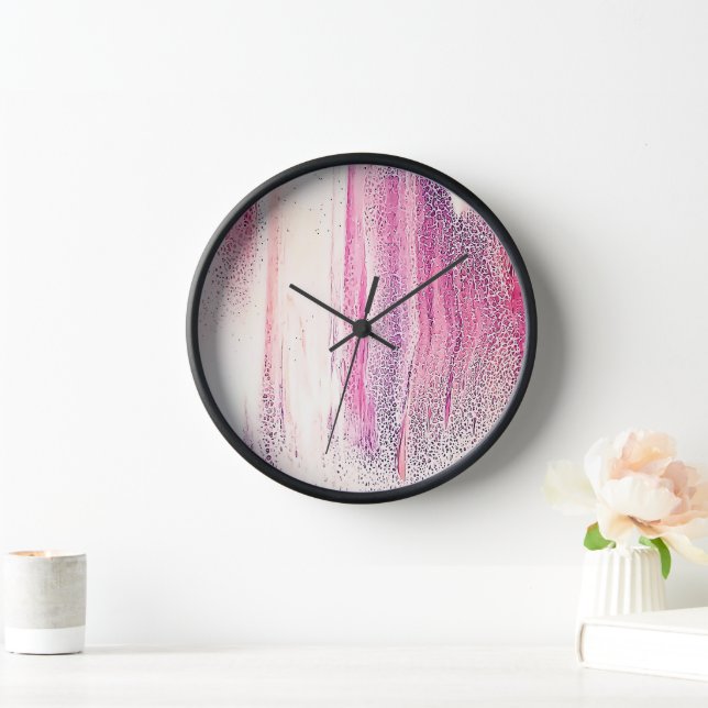 Acrylic Pour Image Round Wall Clock (Home)