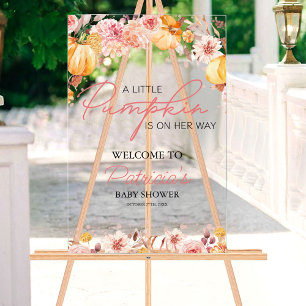 Acrylic Pumpkin Girl Baby Shower Welcome sign