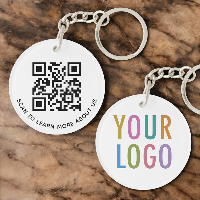 Acrylic QR Code Keychain for Business Logo Round (MISOOK Round Acrylic QR Code Keychain with Logo)
