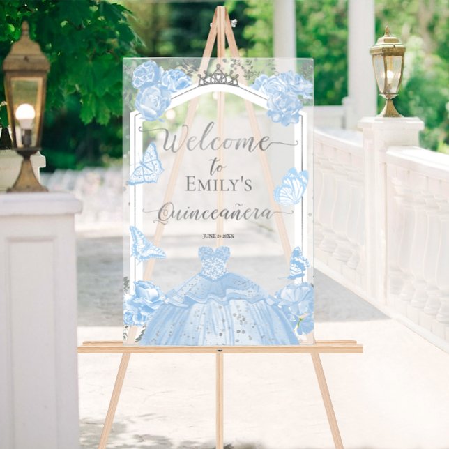 Acrylic Quinceanera Welcome Sign | Blue Dress  (Creator Uploaded)