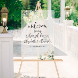 Acrylic Rehearsal Dinner Welcome Sign Greenery