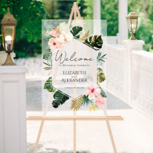 Acrylic Rehearsal Dinner Welcome Sign   Tropical