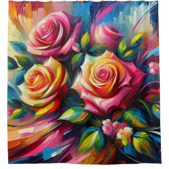 Acrylic Roses Shower Curtain (Front)