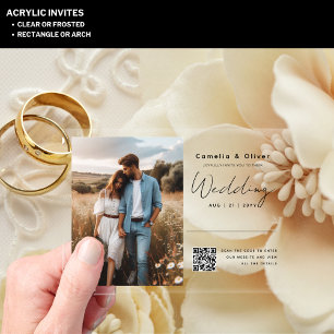 ACRYLIC Save The Date PHOTO Qr Code RSVP Invitations