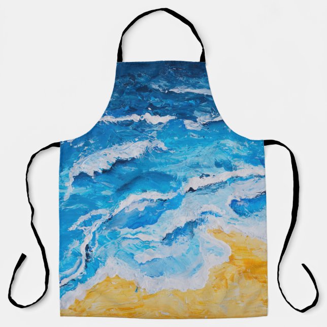Acrylic sea and beach painting on drawing stand wi apron (Front)