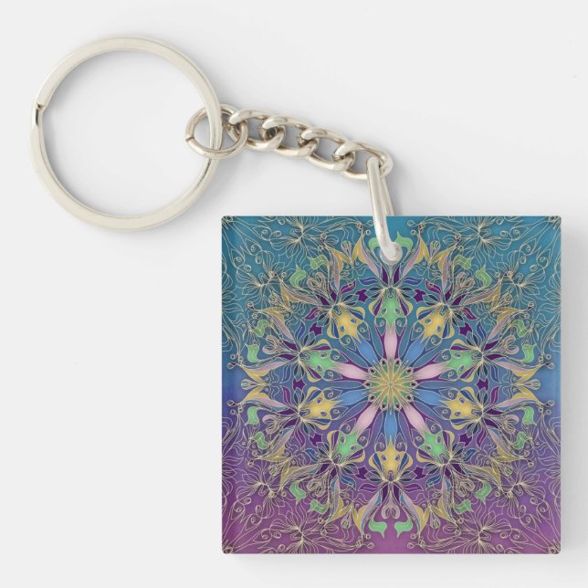 Acrylic Square Mandala Keychain  (Front)