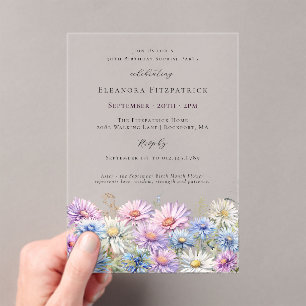 ACRYLIC SURPRISE PARTY 90 September Birth Flower  Acrylic Invitations