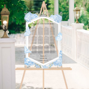 Acrylic Sweet 16 Seating Chart Sign   Blue Dress