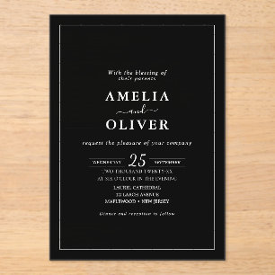 Acrylic Timeless Elegant Black & White Minimalist Invitations