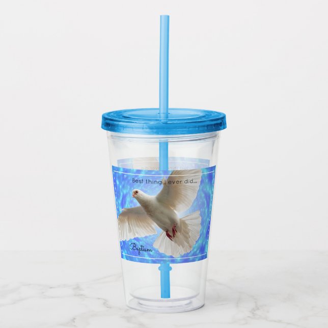 Acrylic Tumbler Baptism Dove (Front)
