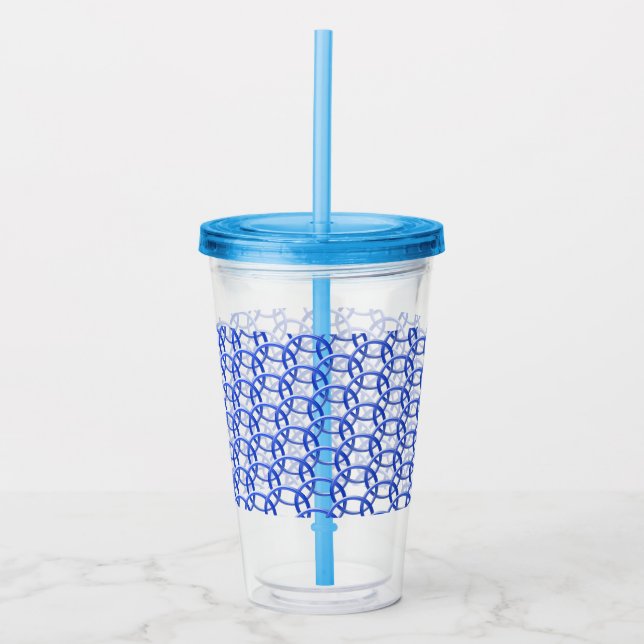Acrylic Tumbler - Blue Rings Interlocked (Front)