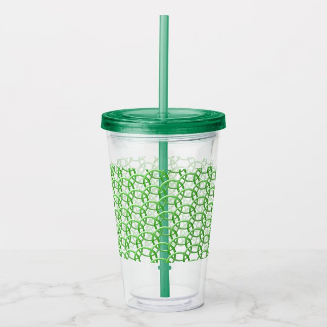 Acrylic Tumbler - Green Rings Interlocked (Front)