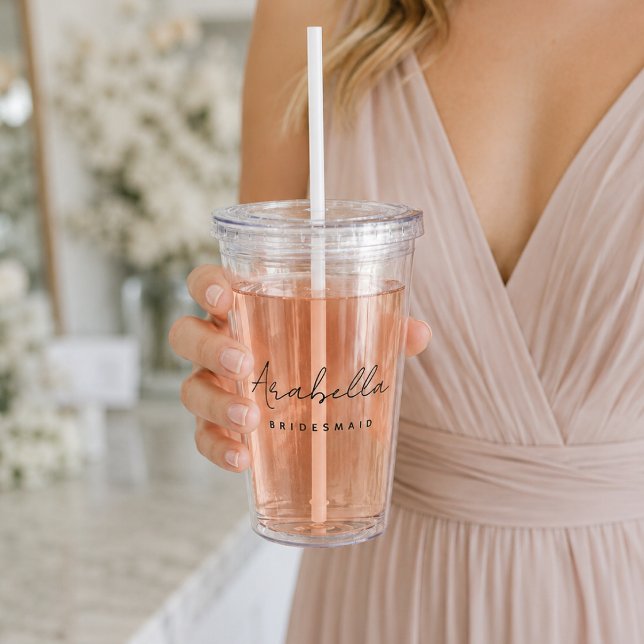 Acrylic Tumbler | Personalised Bridesmaid Gift Cup (Personalized bridesmaid acrylic tumbler with custom name and bridal party role.)