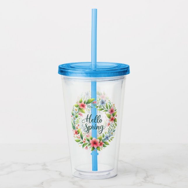 Acrylic Tumbler-Spring Floral Drinkware Tumbler (Front)