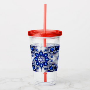 Acrylic Tumbler with Blue White Colours Design