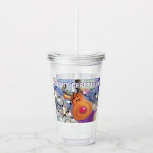 Acrylic Tumbler with Christmas Reindeer