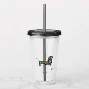 Acrylic Tumbler with Dachshund 