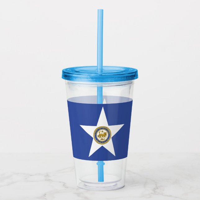 Acrylic Tumbler with flag of Houston, Texas (Front)