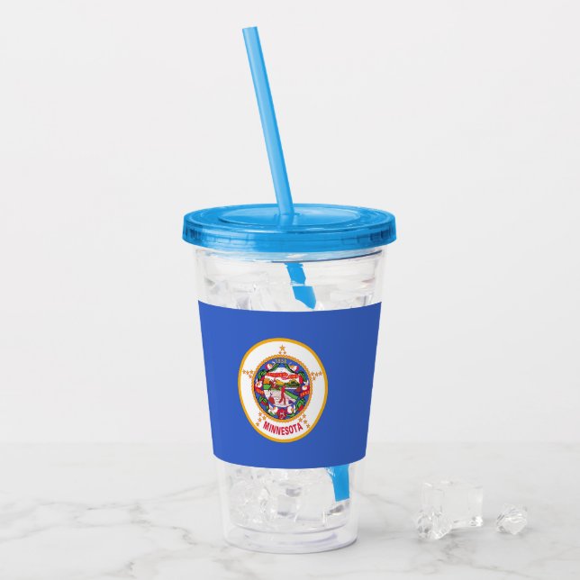 Acrylic Tumbler with flag of Minnesota (Front Ice)