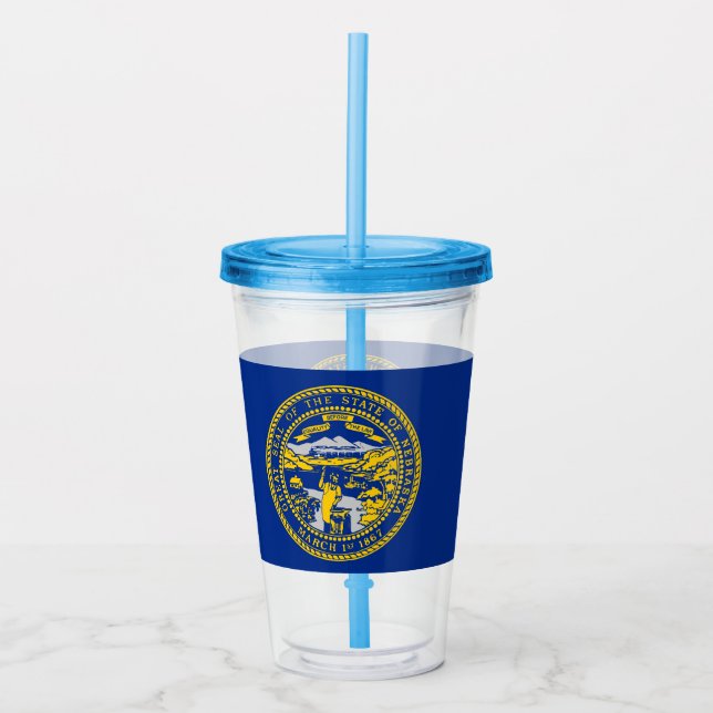 Acrylic Tumbler with flag of Nebraska (Front)