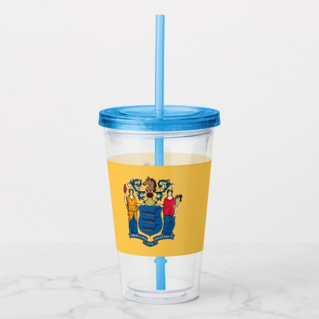 Acrylic Tumbler with flag of New Jersey (Front)