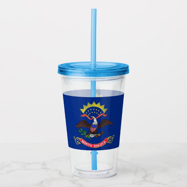 Acrylic Tumbler with flag of North Dakota (Front)