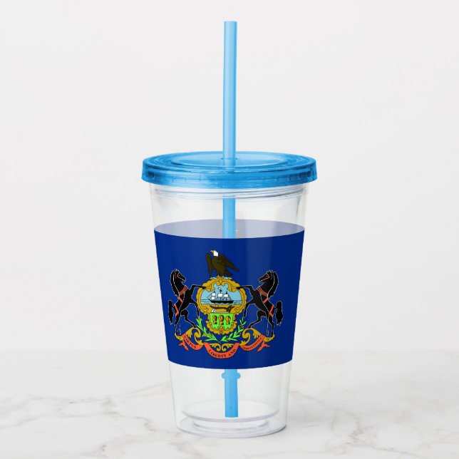 Acrylic Tumbler with flag of Pennsylvania (Front)