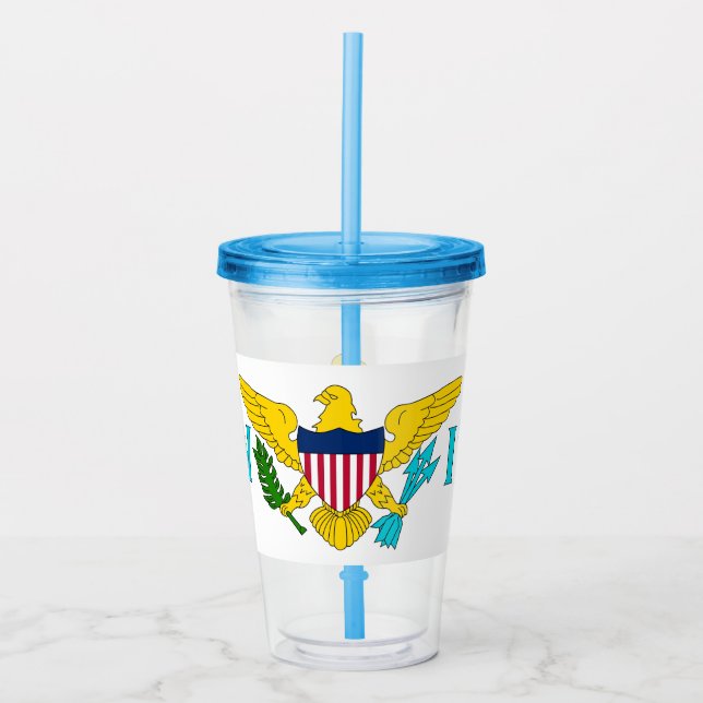 Acrylic Tumbler with flag of Virgin Island (Front)