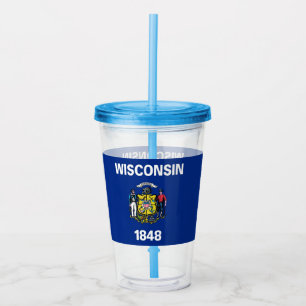 Acrylic Tumbler with flag of Wisconsin State