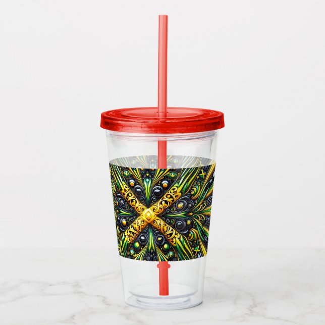 Acrylic Tumbler with Jamaican Colours Design (Front)