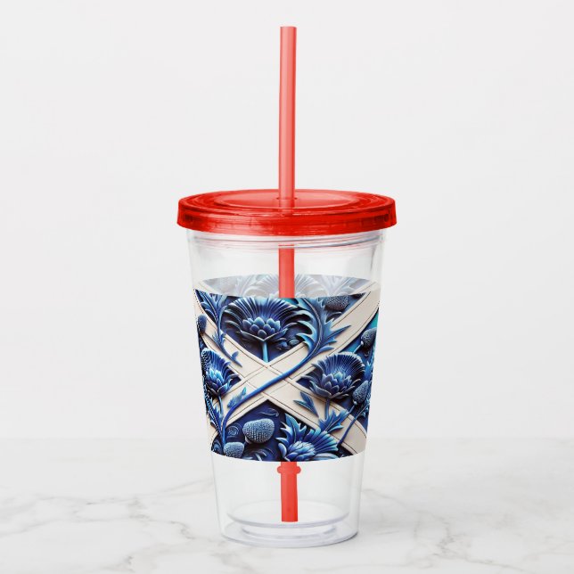 Acrylic Tumbler with Scottish Thistles Design (Front)