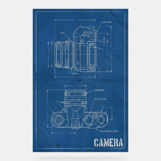 Acrylic Vintage Camera Blueprint – Retro Wall Art Sign