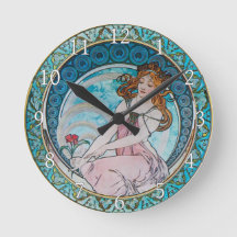 Acrylic Wall Clock Art Nouveau Alphonse Mucha 14