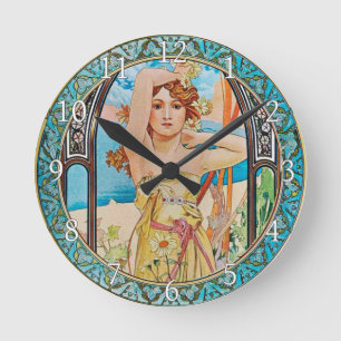 Acrylic Wall Clock Art Nouveau Alphonse Mucha 20