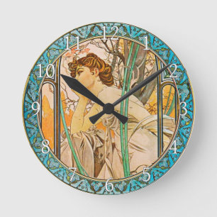 Acrylic Wall Clock Art Nouveau Alphonse Mucha 21