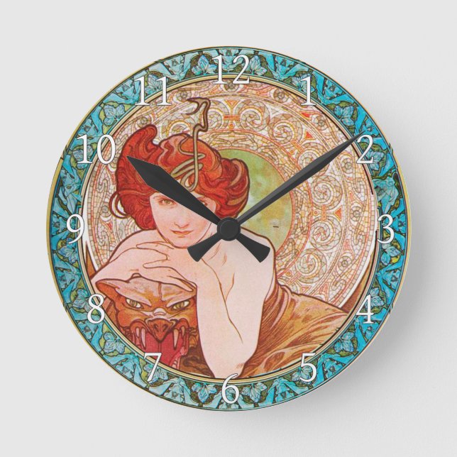 Acrylic Wall Clock Art Nouveau Alphonse Mucha 24 (Front)