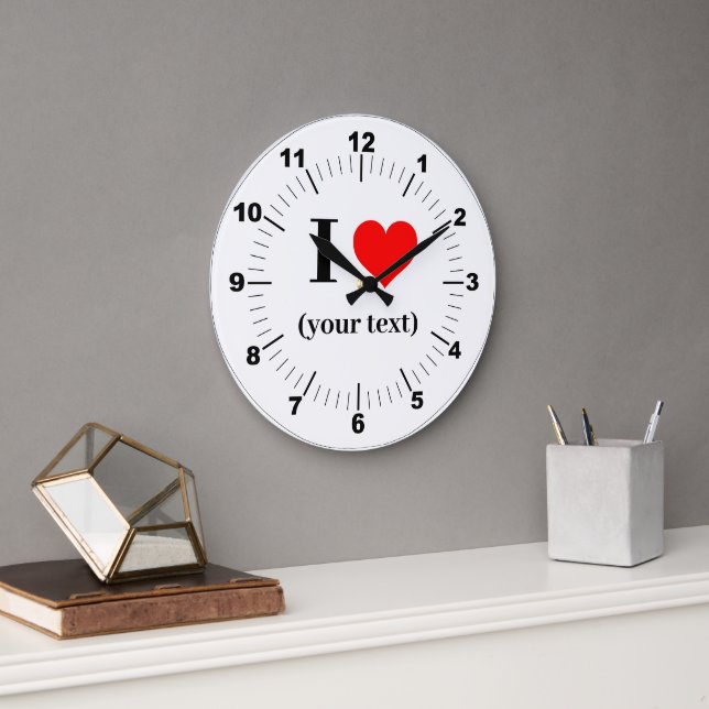Acrylic Wall Clock - Custom I Heart - Add Text (Office)