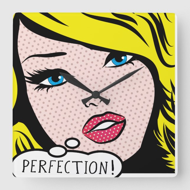 Acrylic Wall Clock pop art "PERFECTION". (Front)
