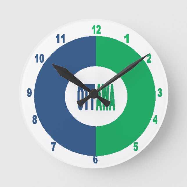 Acrylic Wall Clock, Round Medium Design OTTAWA Clock (Front)