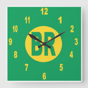 Acrylic Wall Clock, Square BRAZIL Clock